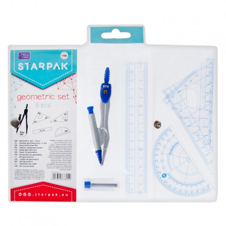 Starpak passer + geometrist - 5 dele