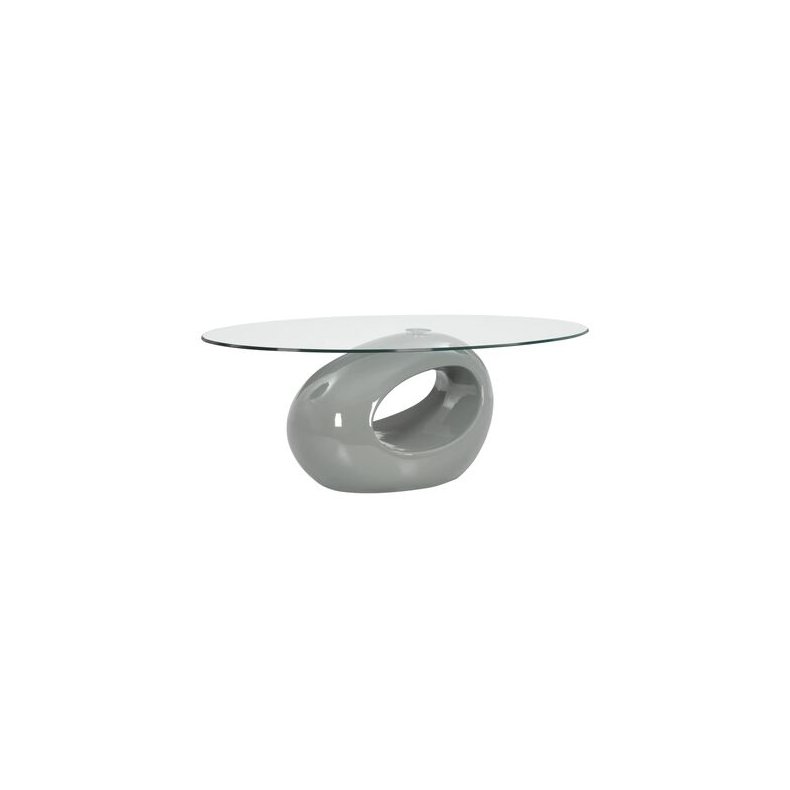Sofabord med oval glasbordplade hjglans gr