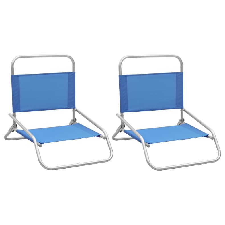 Foldbare strandstole 2 stk. stof bl
