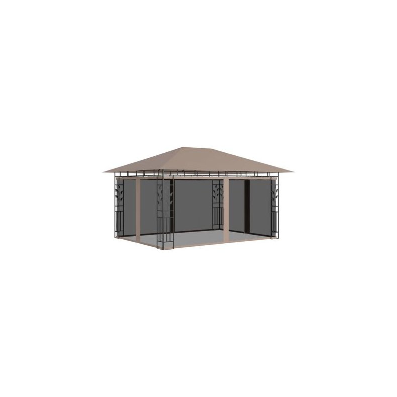 pavillon med myggenet 4x3x2,73 m 180 g/m grbrun