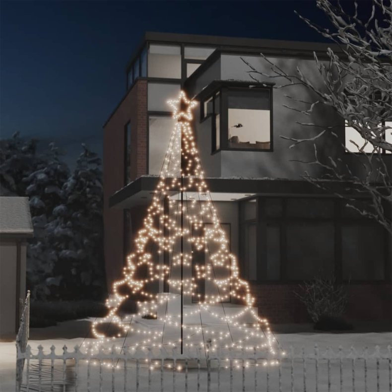 Juletr med metalstolpe 500 LED'er 3 m varm hvid