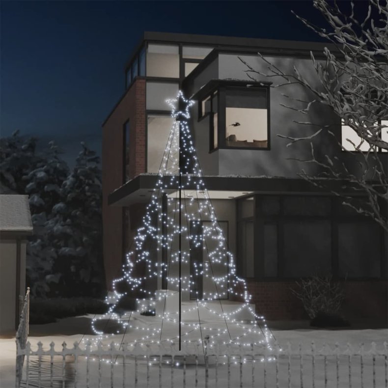 Juletr med metalstolpe 500 LED'er 3 m kold hvid