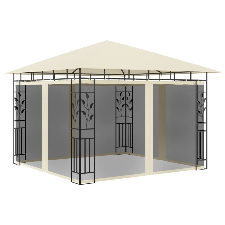 Pavillon med myggenet 3x3x2,73 m 180 g/m cremefarvet