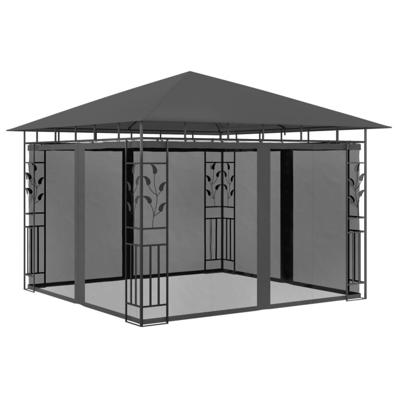 Pavillon med myggenet 3x3x,2,73 m 180 g/m antracitgr