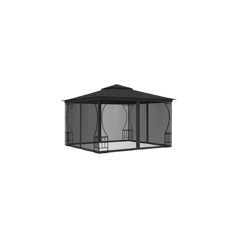 Pavillon med gardiner 300x300x265 cm antracitgr