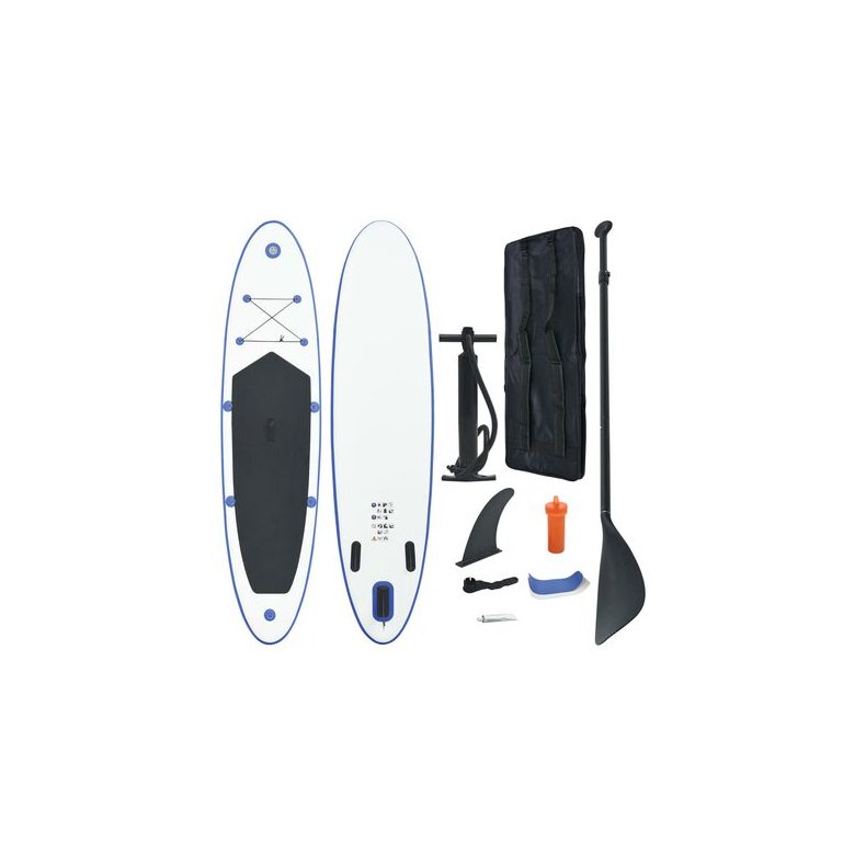 Oppusteligt standup-paddleboardst bl og hvid 390x81x10cm