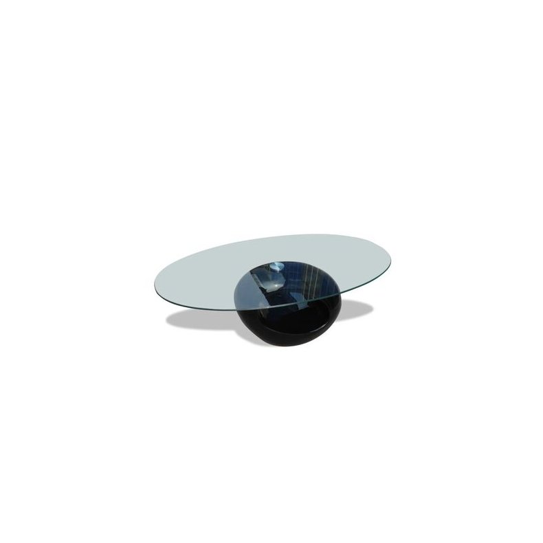 Sofabord med oval bordplade i glas hjglans sort